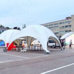 Для мероприятия установили тенты «Орбит» 8х8 и 6х6 метров